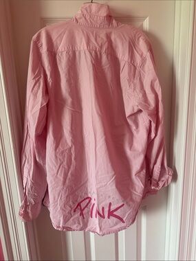 PINK Victoria's Secret Pink & White Striped Button-Down Shirt